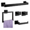 5-Pieces Matte Black Bathroom Hardware Accessories Set